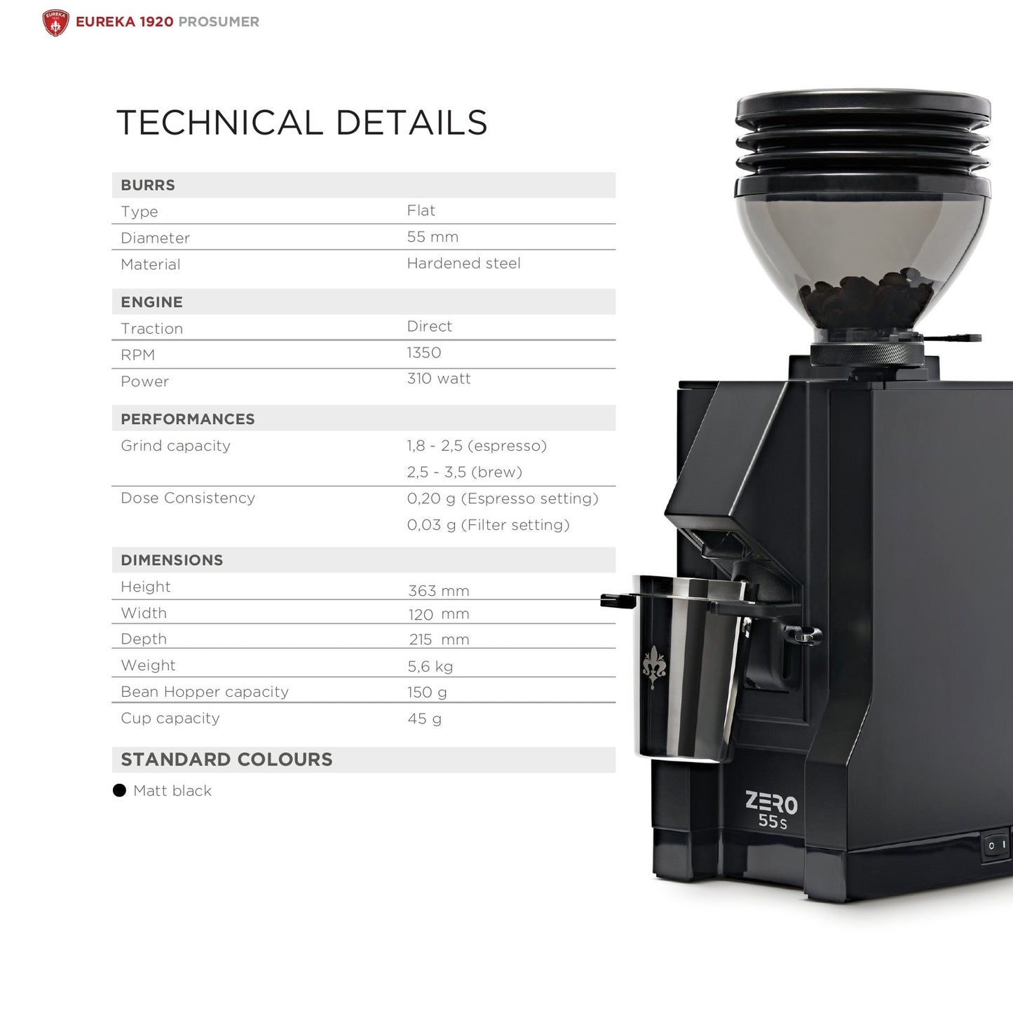 EUREKA 1920 PROSUMER Eureka Mignon Zero Coffee Grinder